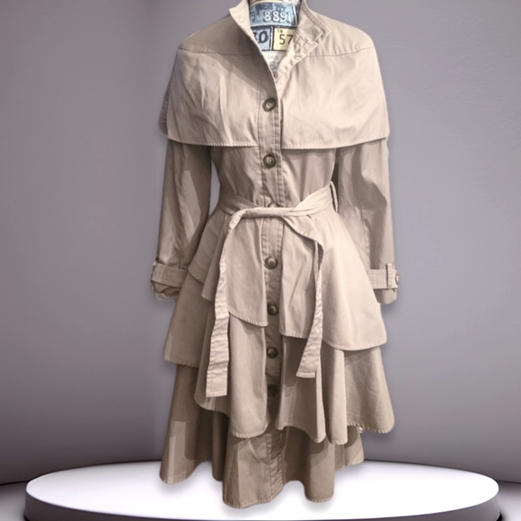 Osman Tiered Ruffle Trench Coat XS - Picture 5 of 15
